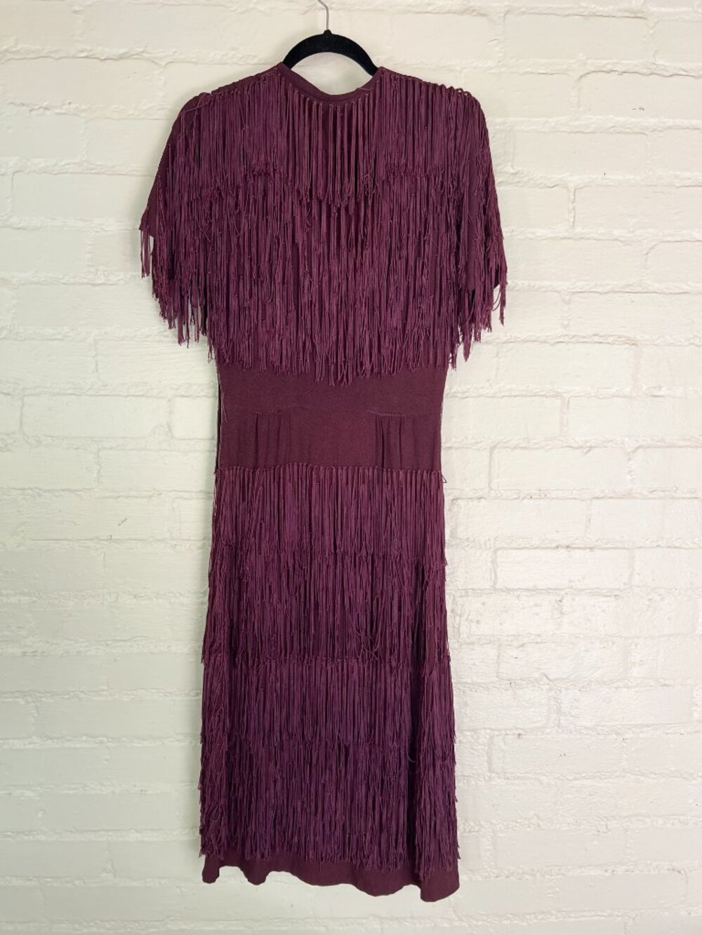 RARE 40s Vtg Hand Fringe Foxbrownie Purple Dinner Cocktail Dress S/M Femme Fatal
